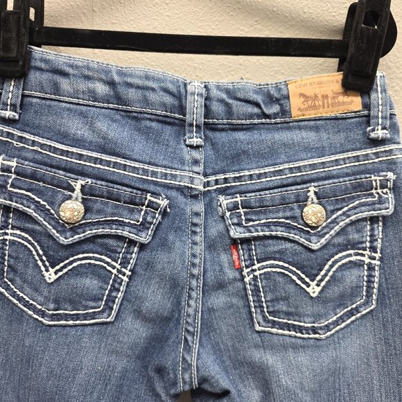 Levi's Jeans Girls 8 Blue Boot Cut Adjustable Waist Flap Pockets Stretch W24 L22 - Picture 5 of 13